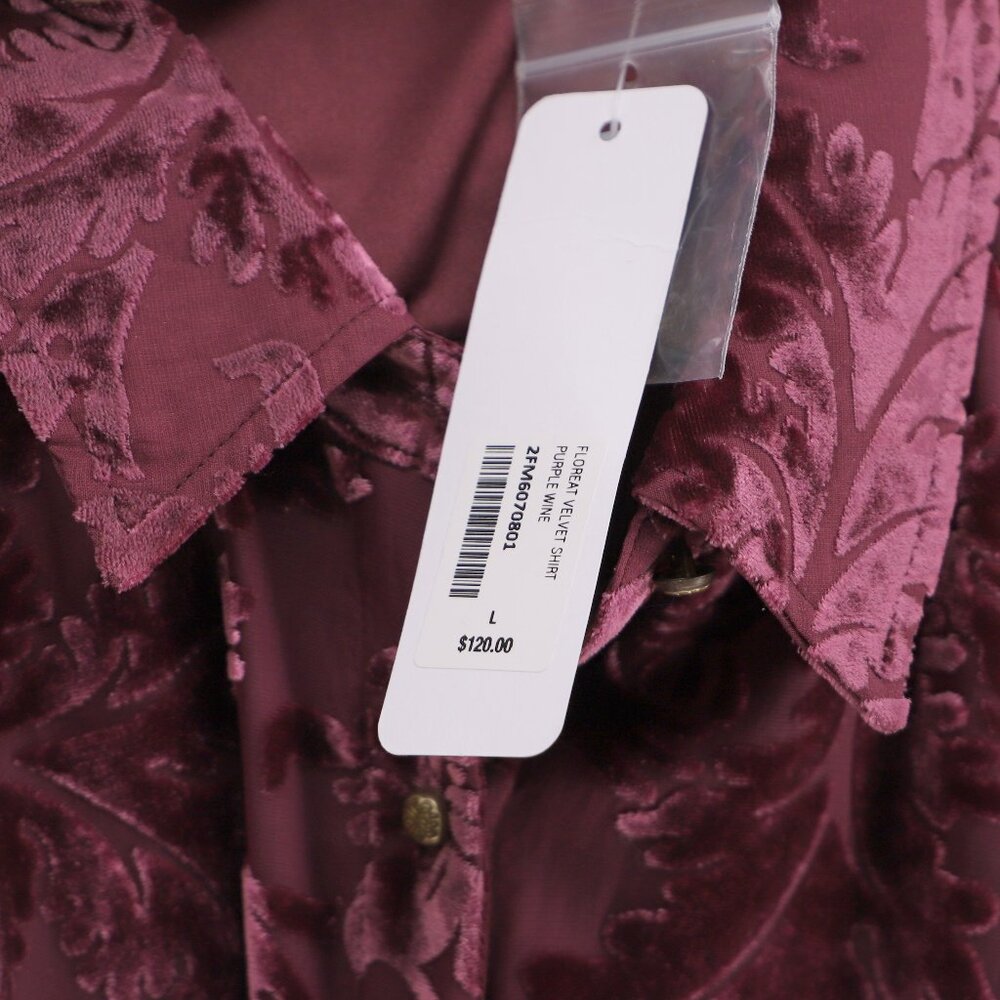 NWT SOFT SURROUNDINGS Floreat Velvet Shirt Purple Wine Size L - Picture 9 of 10